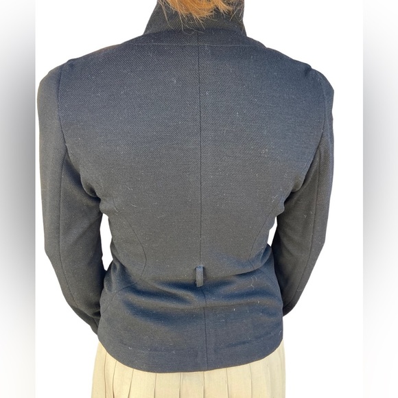 DVF 10 Black Wool Blend Stretch Knit Stand Uo Collar Jacket - Picture 3 of 7